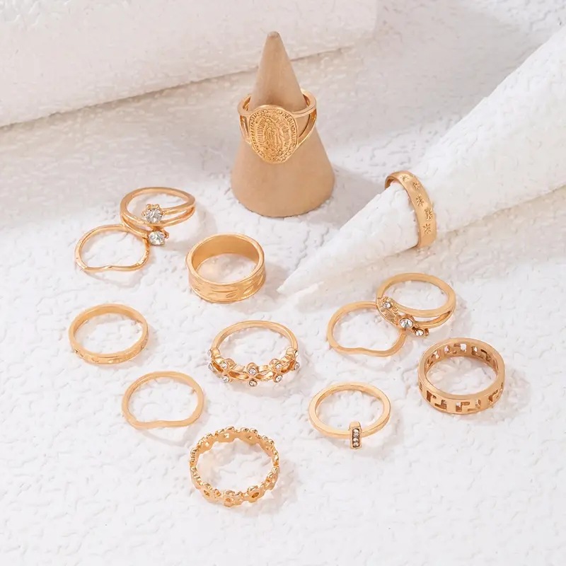 Chunky Rings Bohemian Boho 11 Pieces Trendy Set Ring Set For Women - Image 6