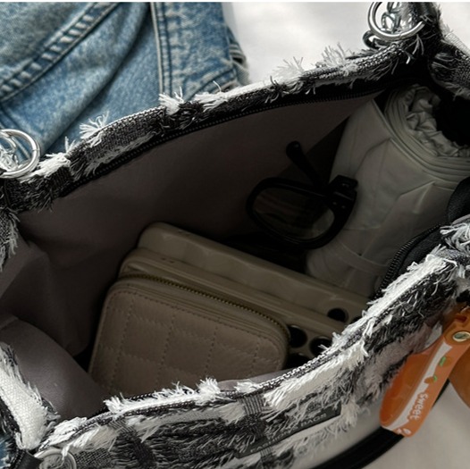 Casual Plaid Tote Bag Korean Style Large Capacity Shoulder Bags for Women - Image 4