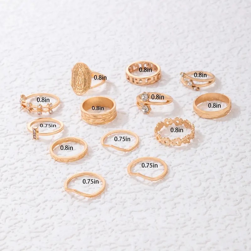 Chunky Rings Bohemian Boho 11 Pieces Trendy Set Ring Set For Women - Image 3