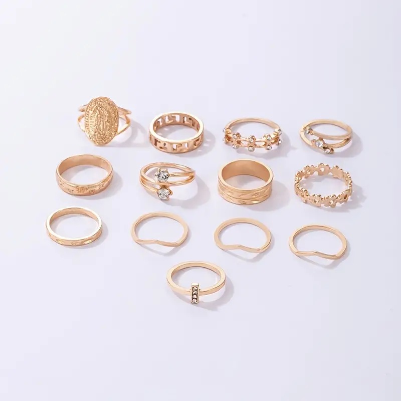 Chunky Rings Bohemian Boho 11 Pieces Trendy Set Ring Set For Women - Image 2