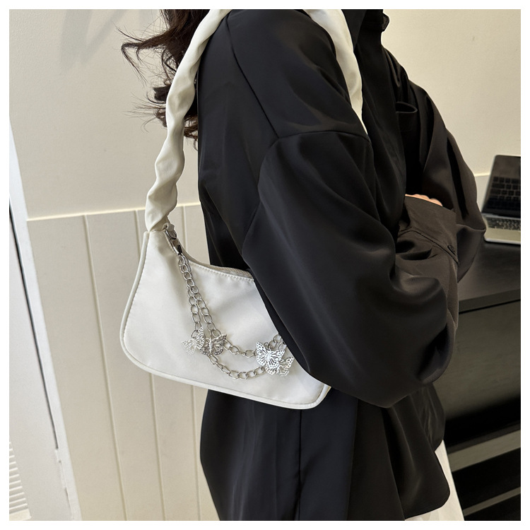 Chain Decoration Small Square Underarm Bag Trendy Contrast Color Shoulder Bag Simple Fashion - Image 2