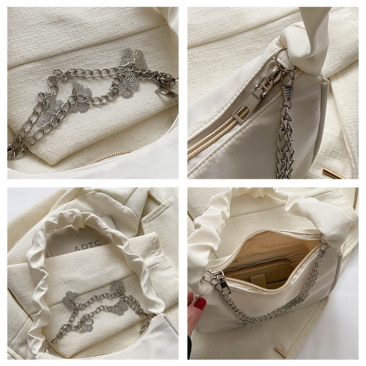 Chain Decoration Small Square Underarm Bag Trendy Contrast Color Shoulder Bag Simple Fashion - Image 3