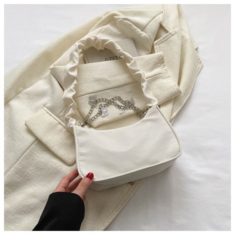 Chain Decoration Small Square Underarm Bag Trendy Contrast Color Shoulder Bag Simple Fashion - Image 5
