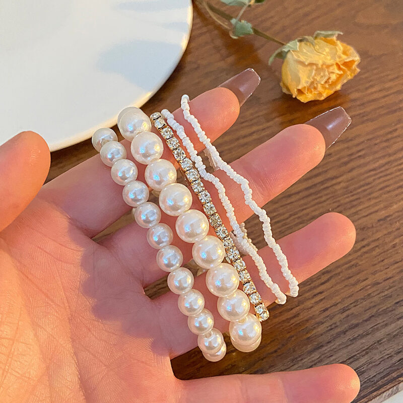 Rice Pearl Rhinestone Bracelets - Image 2