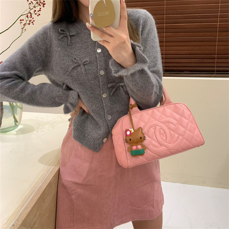 New Design French Style Small Fragrance Bow Loose Knitted Cardigan Sweater - Image 3