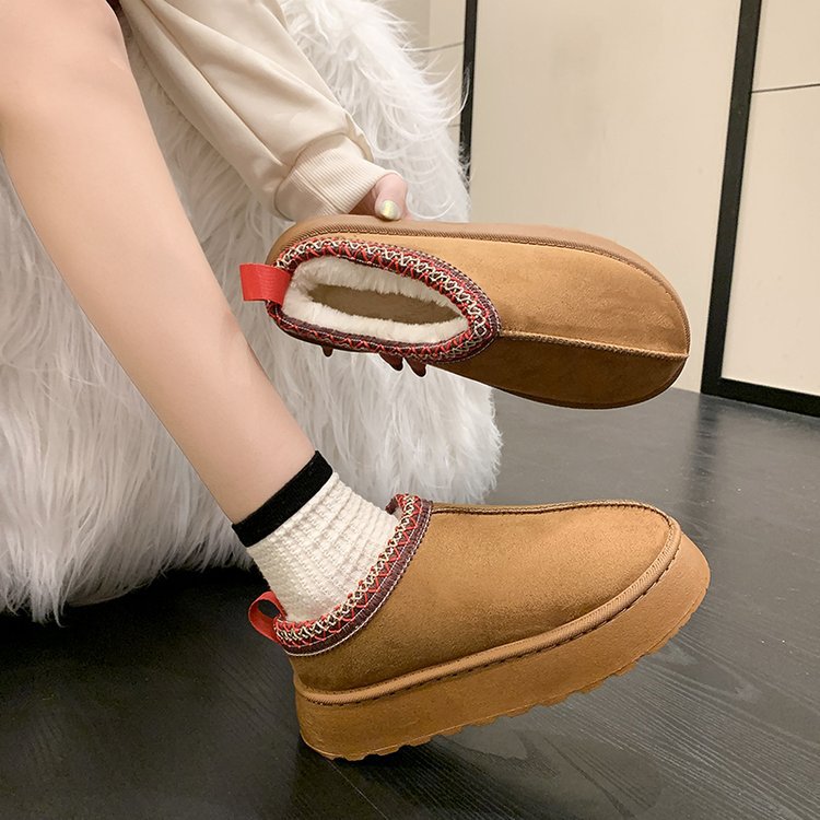 Frosted Soft Leather Lamb Wool Half-slippers Cotton Shoes - Image 8