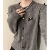 New Design French Style Small Fragrance Bow Loose Knitted Cardigan