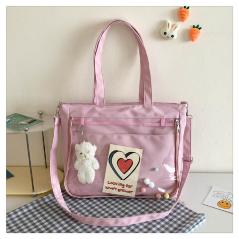 Cute Transparent Stitching Casual Large Tote Bag