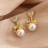 New Style Retro Trendy Love Bow Pearl Earring