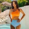 Hot Spring Swimsuit Female Sexy Slim Belly Cover Hot Style Contrast Color One-piece