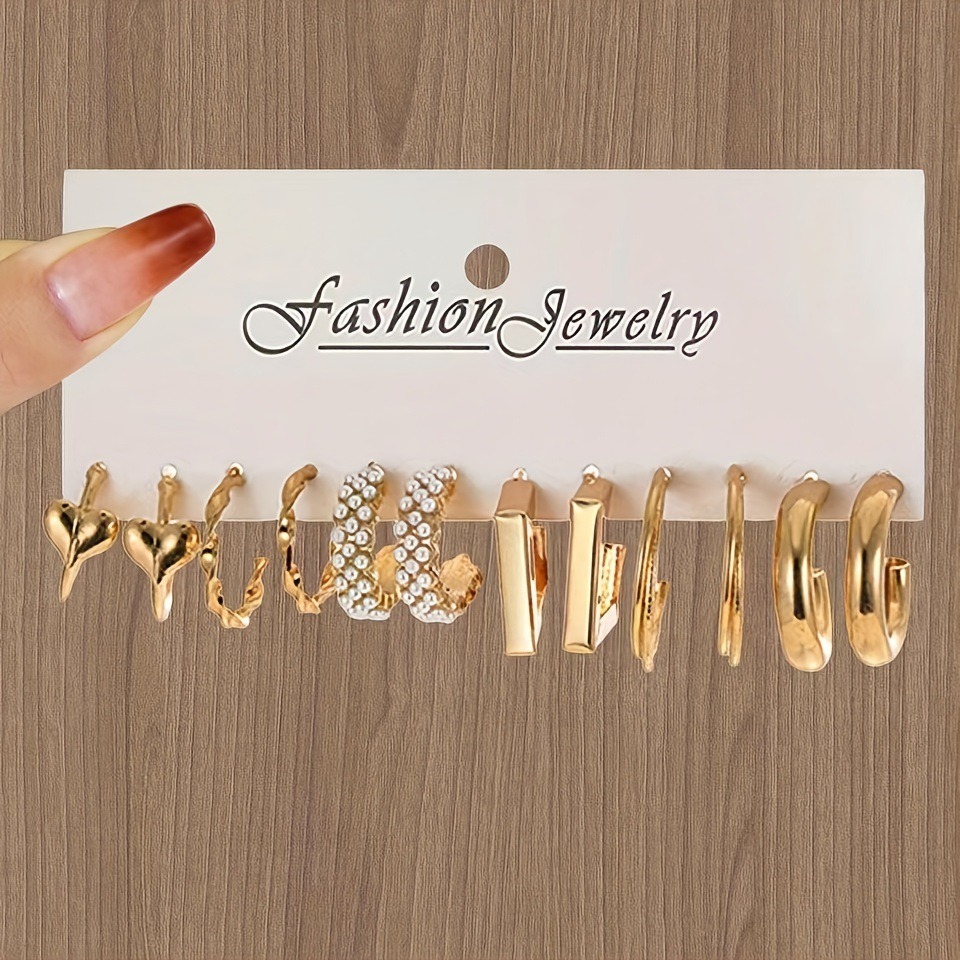 Everyday Wear Unique and Fashionable 17 Pairs Hoop Earrings Set - Image 2