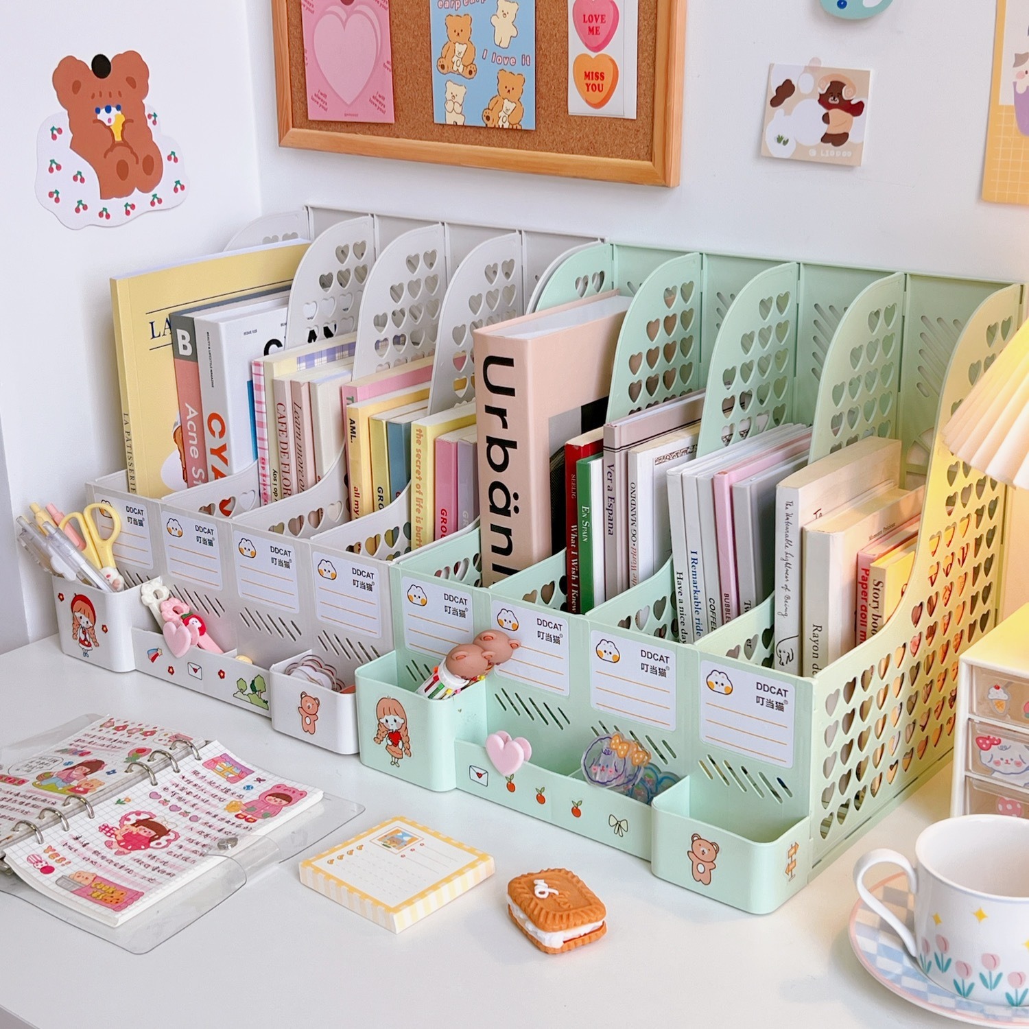 Detachable Bookend Large Capacity Divided Office File Frame Storage Rack Desk Kawaii Organizer - Image 5