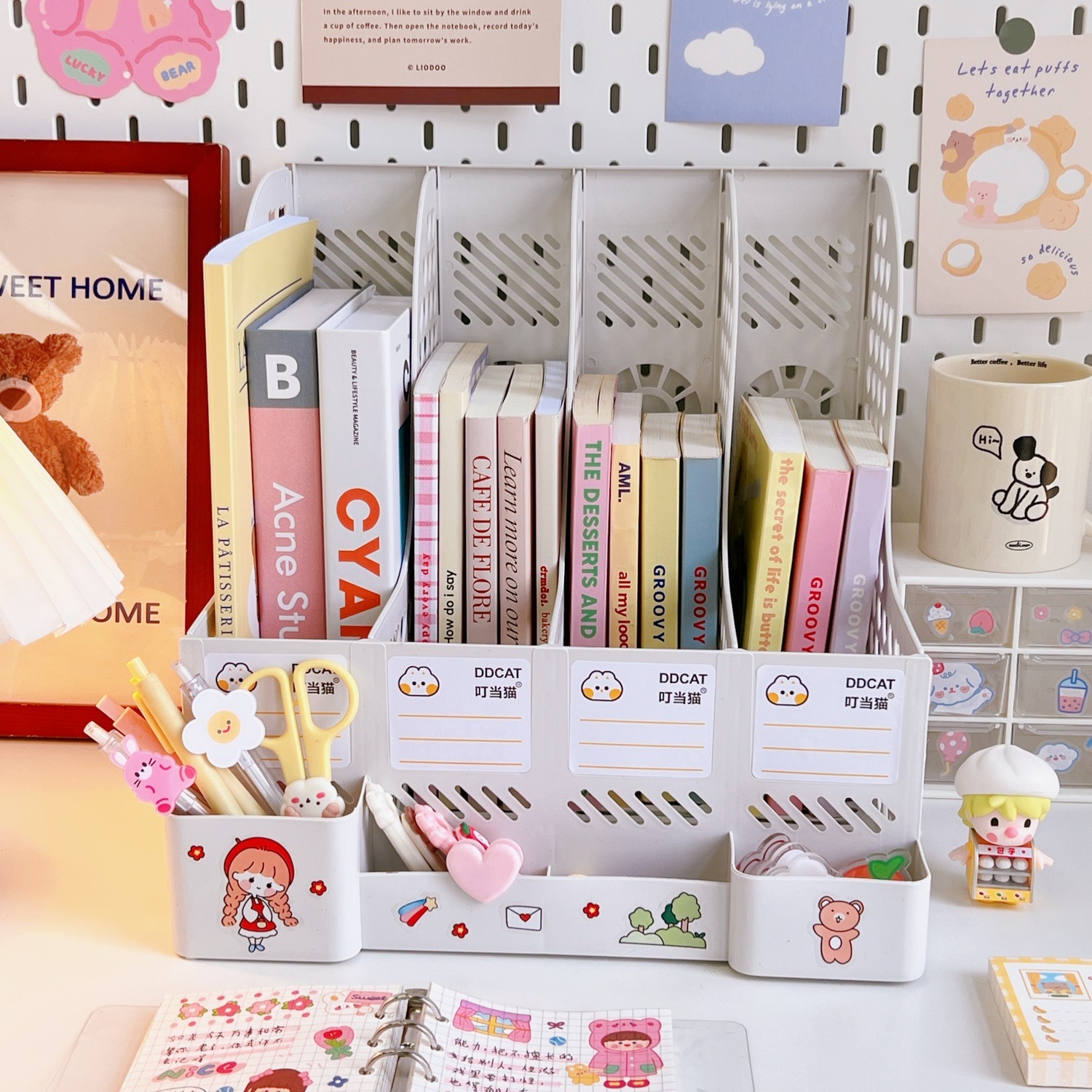 Detachable Bookend Large Capacity Divided Office File Frame Storage Rack Desk Kawaii Organizer