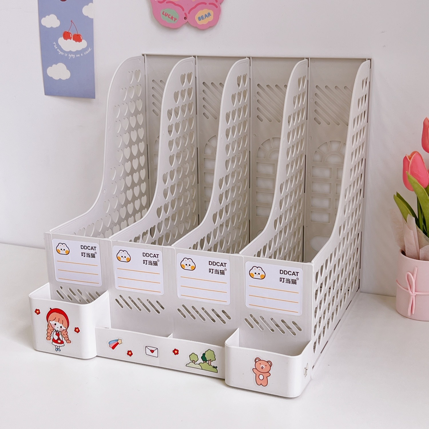 Detachable Bookend Large Capacity Divided Office File Frame Storage Rack Desk Kawaii Organizer - Image 2