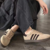 Earth-Tone Retro Suede Sneakers – Vintage Brown & Cream Aesthetic Shoes – Korean Style Low Top Casual Trainers for Women – Trendy Pinterest Streetwear Fashion